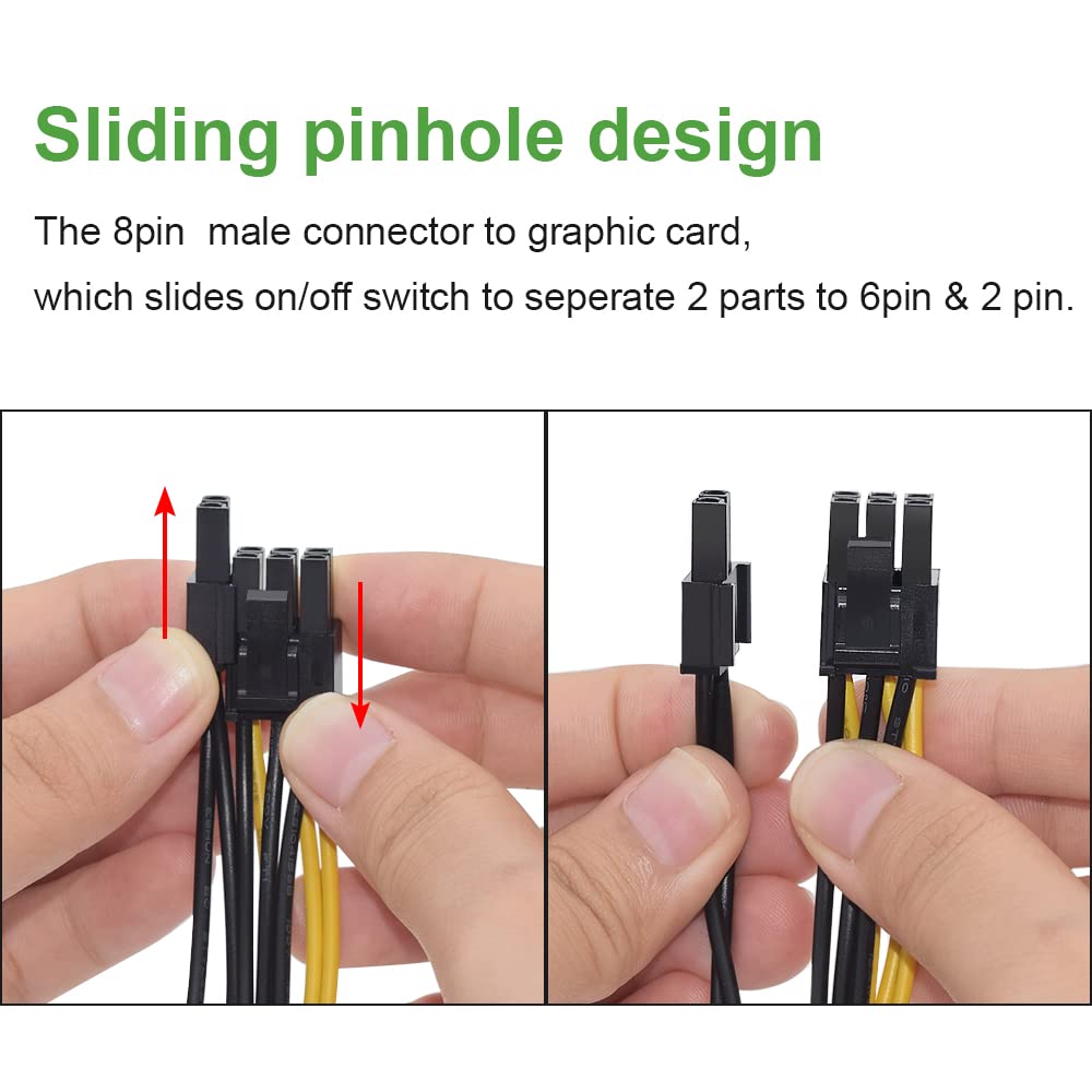 5-Pack 8 Pin PCIe Cable - 8Pin Female To Dual 8Pin (6+2) Male GPU Adapter For Mining & Graphics Cards