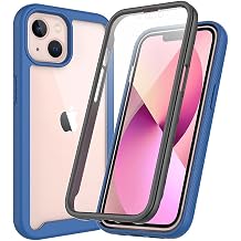 Case Compatible with iPhone 13, Heavy Duty Protective Cover 2 in 1 Full Body Case with Built-in Screen Protector for iPhone 13 Dark Blue