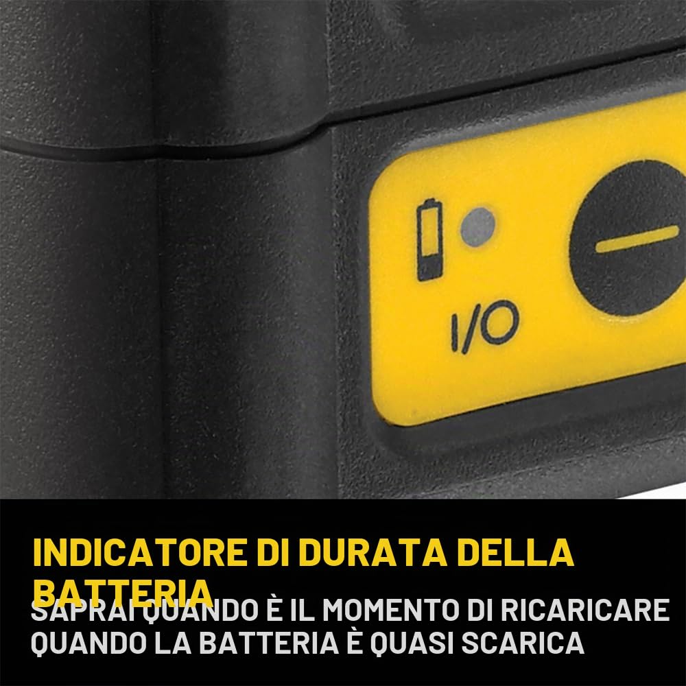 DEWALT DW088CG-XJ, Tracciatore laser con raggio verde, classe 2. 2 linee a croce orizzontale e verticale. Precisione +/- 3mm a 10 metri. Raggio di utilizzo 30 metri. 3 x alcaline tipo AA