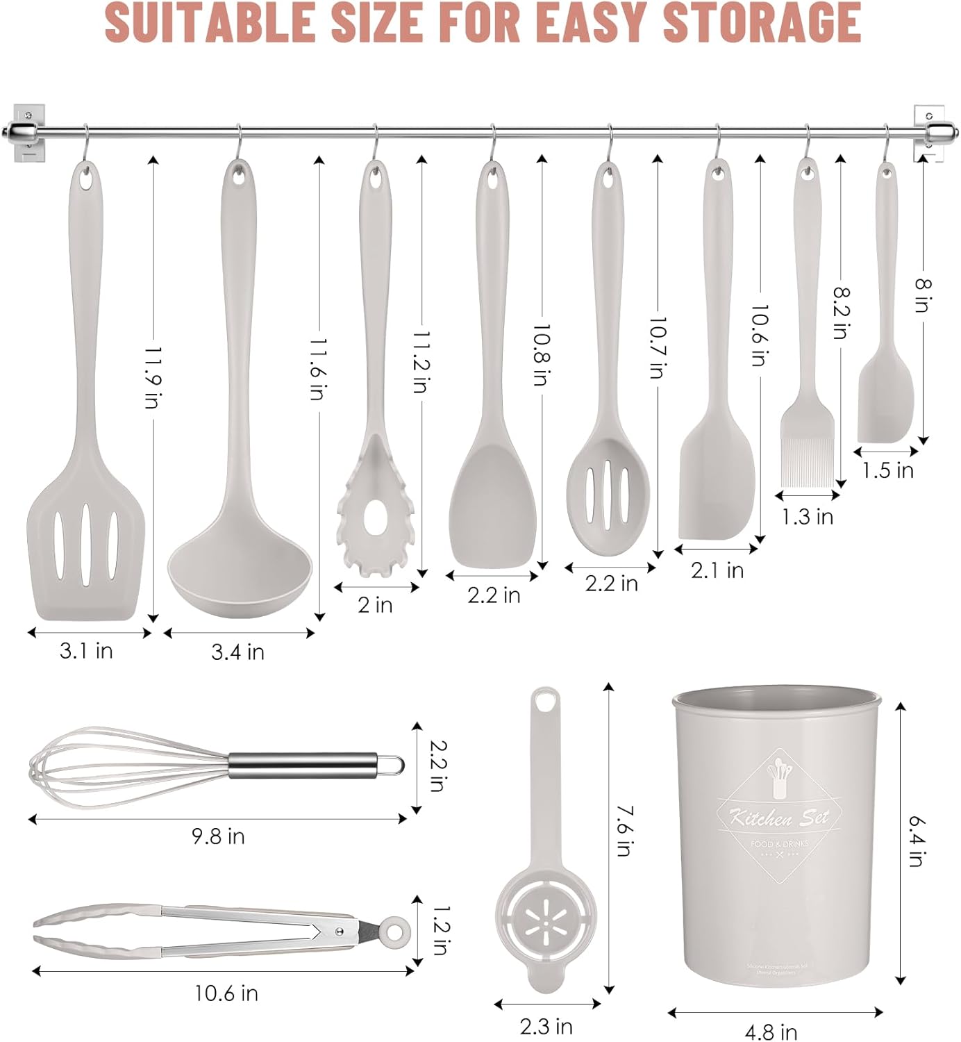 Kitchen Utensils Set-12 Pieces Silicone Cooking Utensils Set (Dishwasher Safe) 392°F Heat Resistant Spatula Set, Nonstick Cookware - Image 2