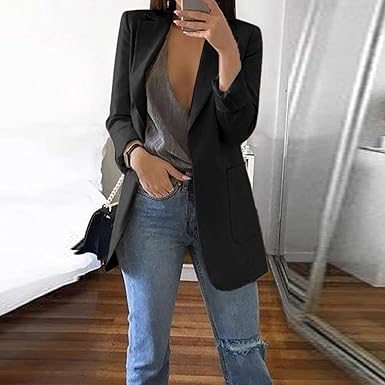 Giacca Da Donna YMING Oversize - Blazer Elegante Con Bavero Per Ufficio E Casual, Maniche Lunghe - Foto 2