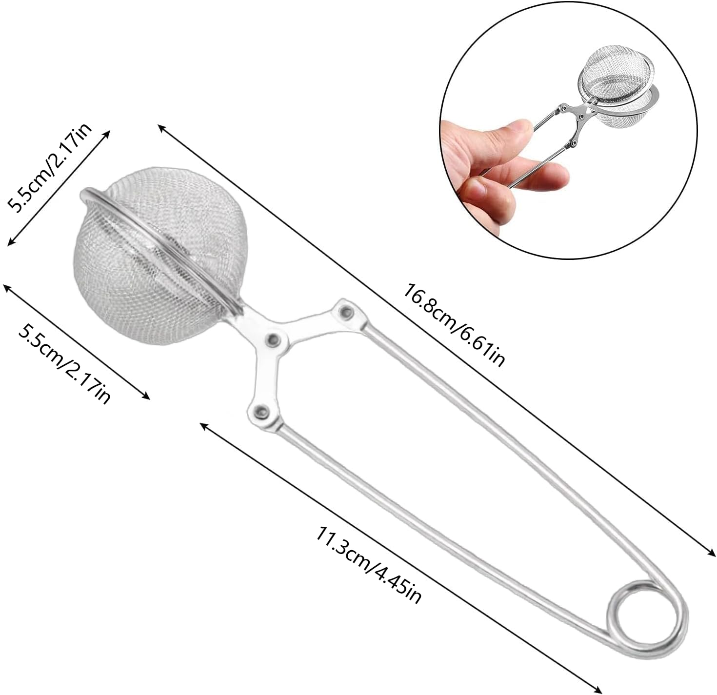 Infusore A Sfera Acciaio Inox Per Tè Foglia Sciolta 2 Pezzi