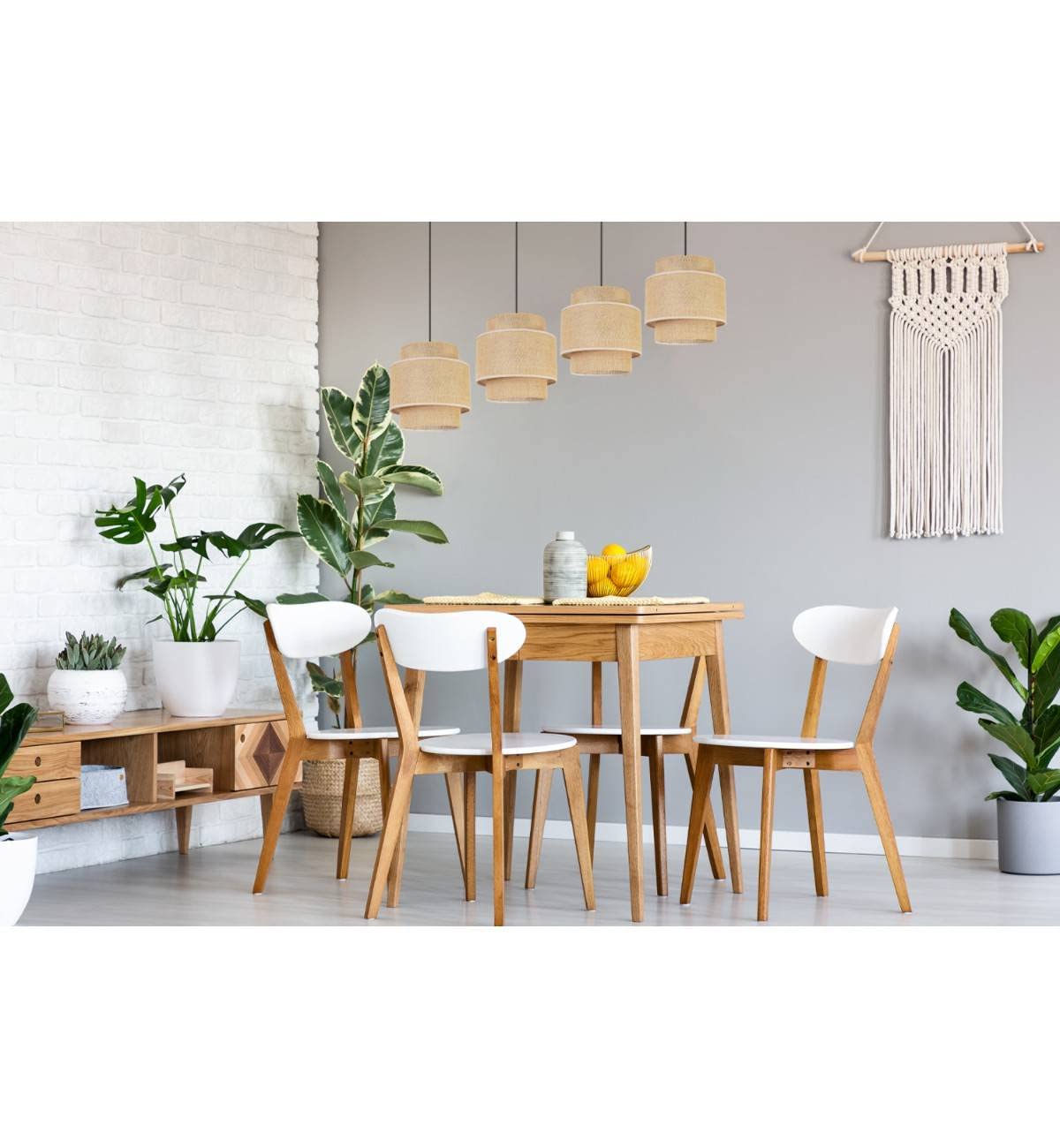 Hofstein Deckenleuchte 4-flammig – Boho Holz Desi Produktbild-Vorschau 3