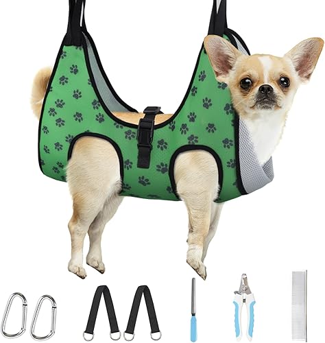Supet Hamaca de aseo para perros y gatos, hamaca útil para perros para aseo, arnés de sujeción para perros para cortar uñas, hamaca de aseo para
