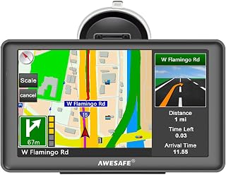 AWESAFE 7 Inch GPS Navigator for Car Truck RV: 2025 North America Maps, Sunlight Readable Touchscreen, Voice Alerts, Free Lifetime Updates
