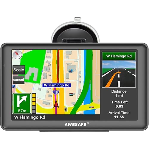 GPS Navigator for Car 7 inch Touch Screen Voice Prompts Turn Direction Speed Limit Warning Free Update Map