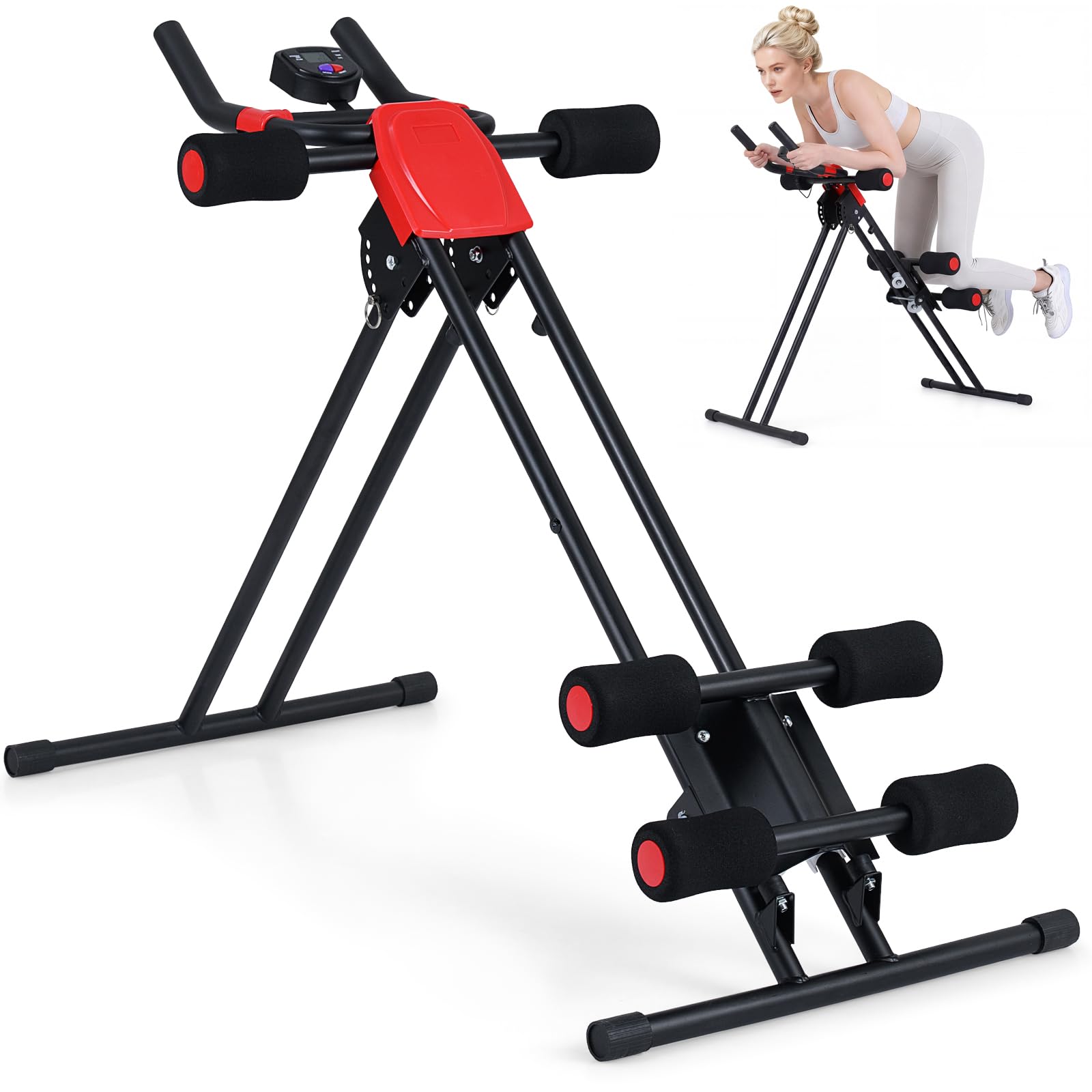 Goplus Foldable Ab Trainer, Abdominal Trainer w/6 Inclined Angles & LCD Display, 5 Minute Shaper Waist Trainer for Home Gym Stomach Workout Core Strength Fitness