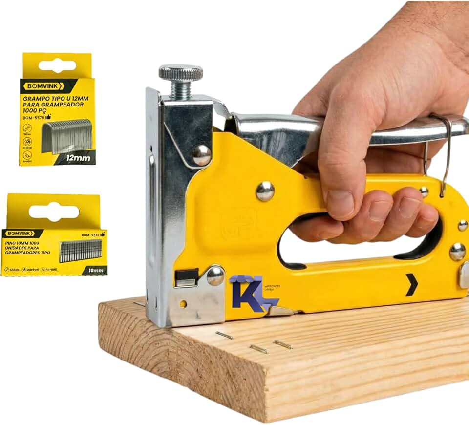 Grampeador Tapeceiro Madeira Com 2100 Grampos Profissional Ferramenta Manual Alta Pressão Estofado Aço 3 Em 1 Tapeçaria Tecido Papelão Abraçadeira Amarelo