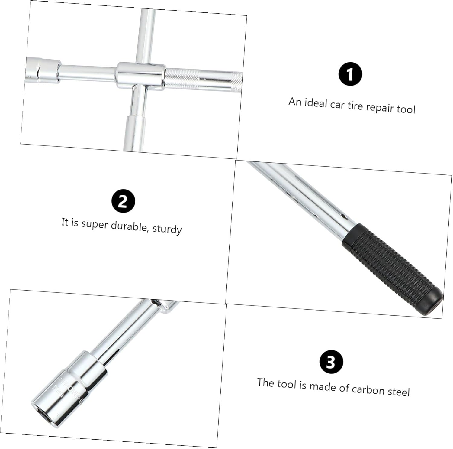 Durable Telescopic Lug Wrench Heavy-duty Tire Nut Remover Carbon Steel Cross Wrench for Maximum Torque Compact Storage for Roadside Emergencies
