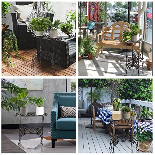 Ownmy Heavy Duty Cast Iron Plant Stand Vintage Rust Proof Flower Pot Holder, Rectangle Potted Plant Stand Rustic Large Plant Rack, Indoor Outdoor Plant Holder Metal Plant Stand For Garden Living Room #TOP6