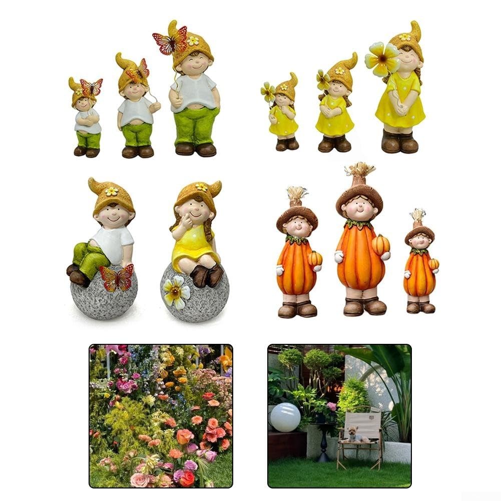 Figura de gnomo de porcelana atemporal para uso al aire libre en jardines, patios, terrazas y espacios interiores como entrada o estudio (A)