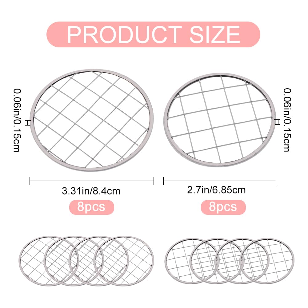 GORGECRAFT 16PCS 2 Sizes Metal Flower Lid Insert Mason Jar Frog Lids Insert Square Grid Organizer Floral Arrangement Glass Bottle Vase Covers Arranging Supplies for Regular Mouth Mason Canning Jars