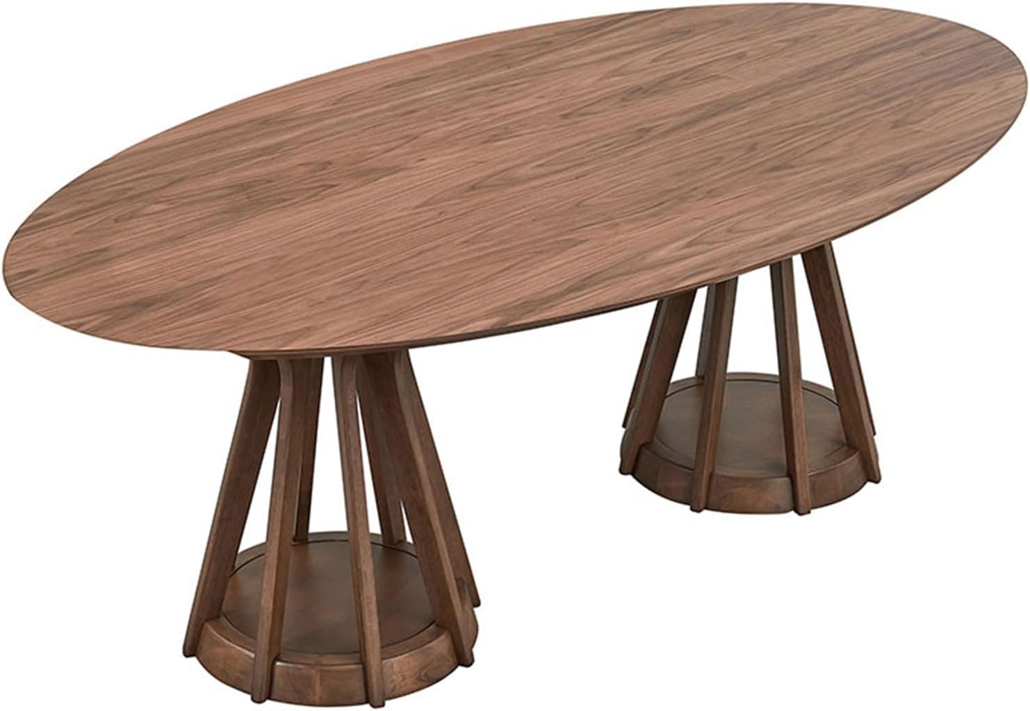 78.74 Inch Oval MDF Dining Table, Modern Walnut Table with Pedestal for Living Room, Restaurant, and Home Use