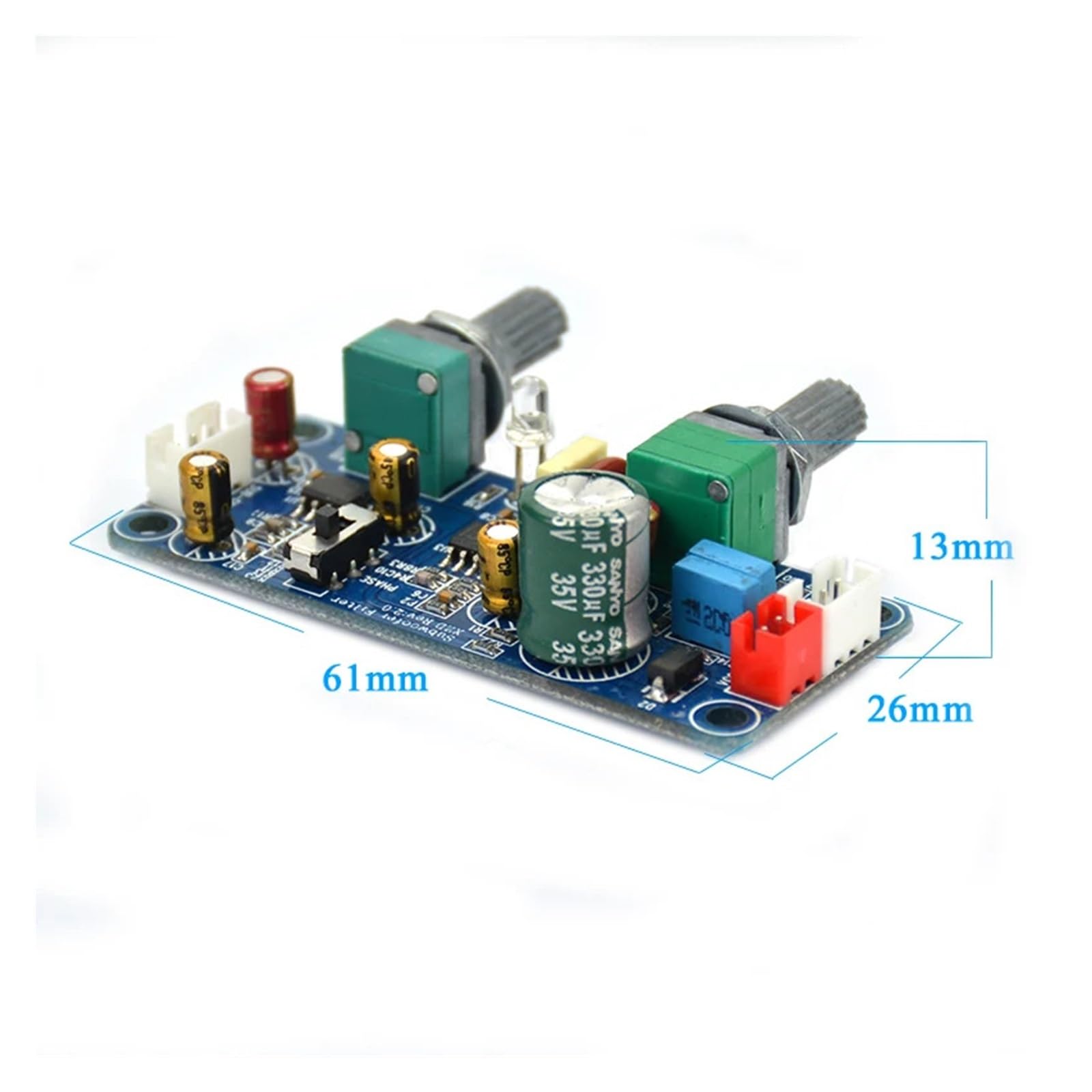 Compatibile con AIYIMA Filtro passa basso Subwoofer Preamplificatore Scheda Bass Boost Pre-amplificatore (9-32 V CC) Volume e frequenza regolabili for audio for auto/Home Theater SNR elevato 108 dB
