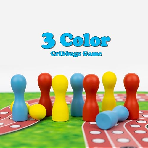 Miniatura 4 de Juego de mesa Cribbage, juego de mesa clásico, incluye 1 alfombrilla de juego de goma, baraja de cartas, 9 piezas de ajedrez de madera, portátil,