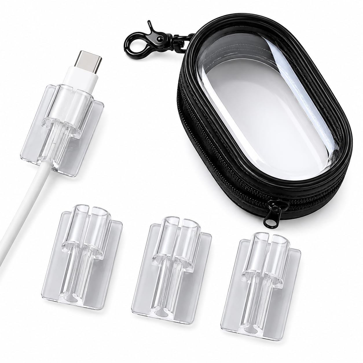 OXAURA Hard Plastic Cable Protector Clips (Pack of 5) | USB Type-C Lightning Wire Saver | Anti-Bend Charging Cable Guard | Phone Charger Protector for Desk Wall Travel