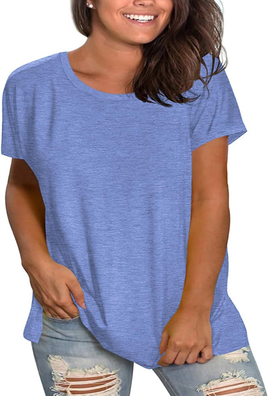 Plus Size Summer T Shirts Women Tops Short Sleeve Round Neck Casual Loose Fit Tee Tshirts Tunic - Image 4