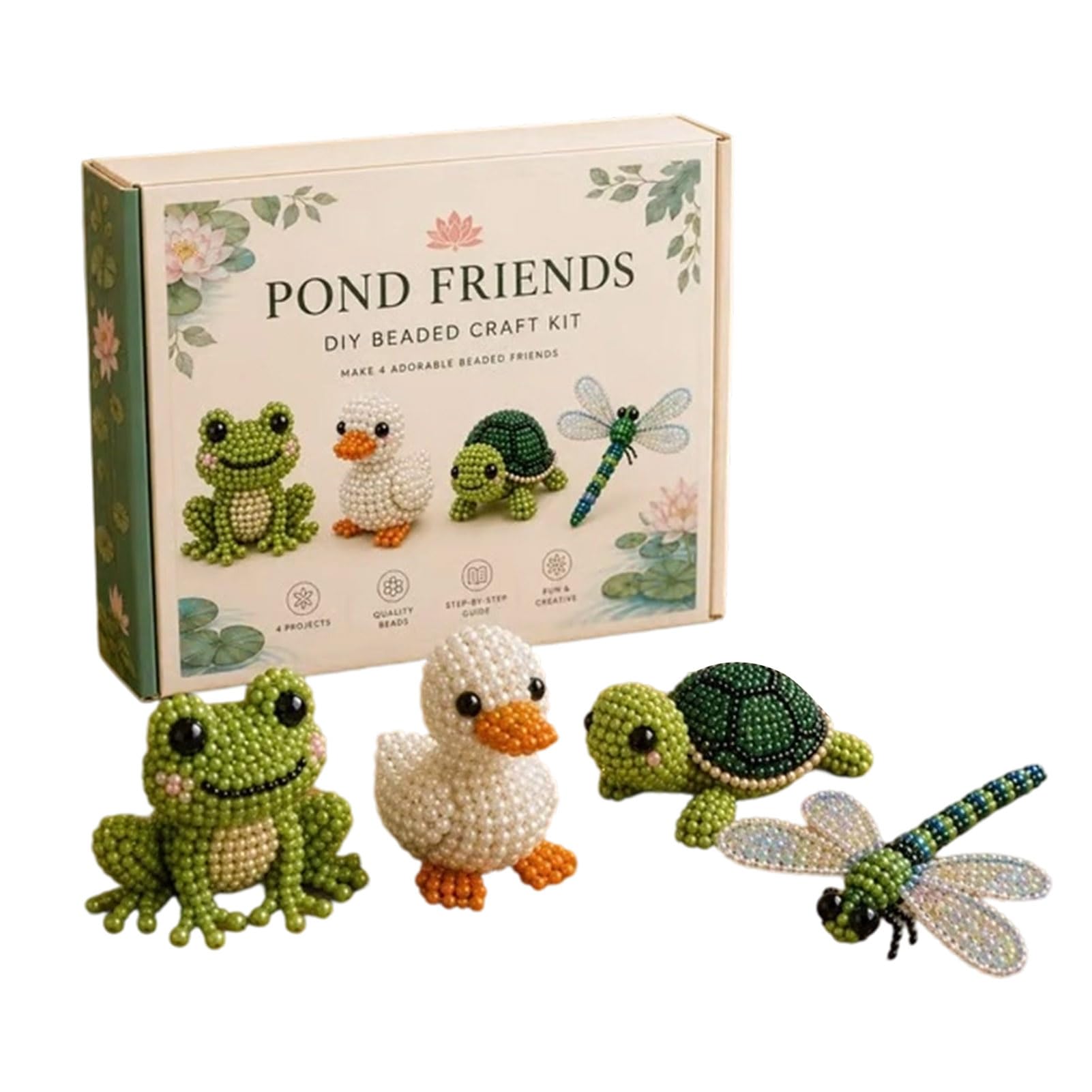Porceosy Tiny 3D Beaded Animal DIY Kit, 3D Beaded Kit with Instructions, Handmade Cute Bead Craft Set for Adults Beginners Teens, Creative Arts Crafts Decor E
