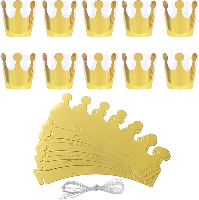 Gold Paper Crowns for Queens Platinum Jubilee, Jubilee Decorations 2022 Hats, Adjustable King Crown Party Hats for Birthday, Celebration, Jubilee Party