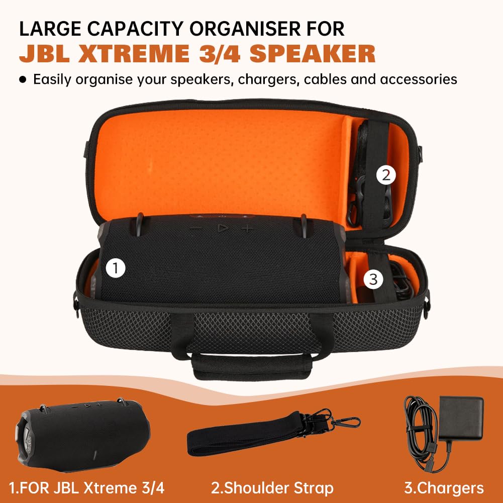 Estuche Rígido para JBL Xtreme 4/Xtreme 3 Altavoz Bluetooth Portátil – Caja Protectora de Viaje Impermeable EVA con Correa Ajustable