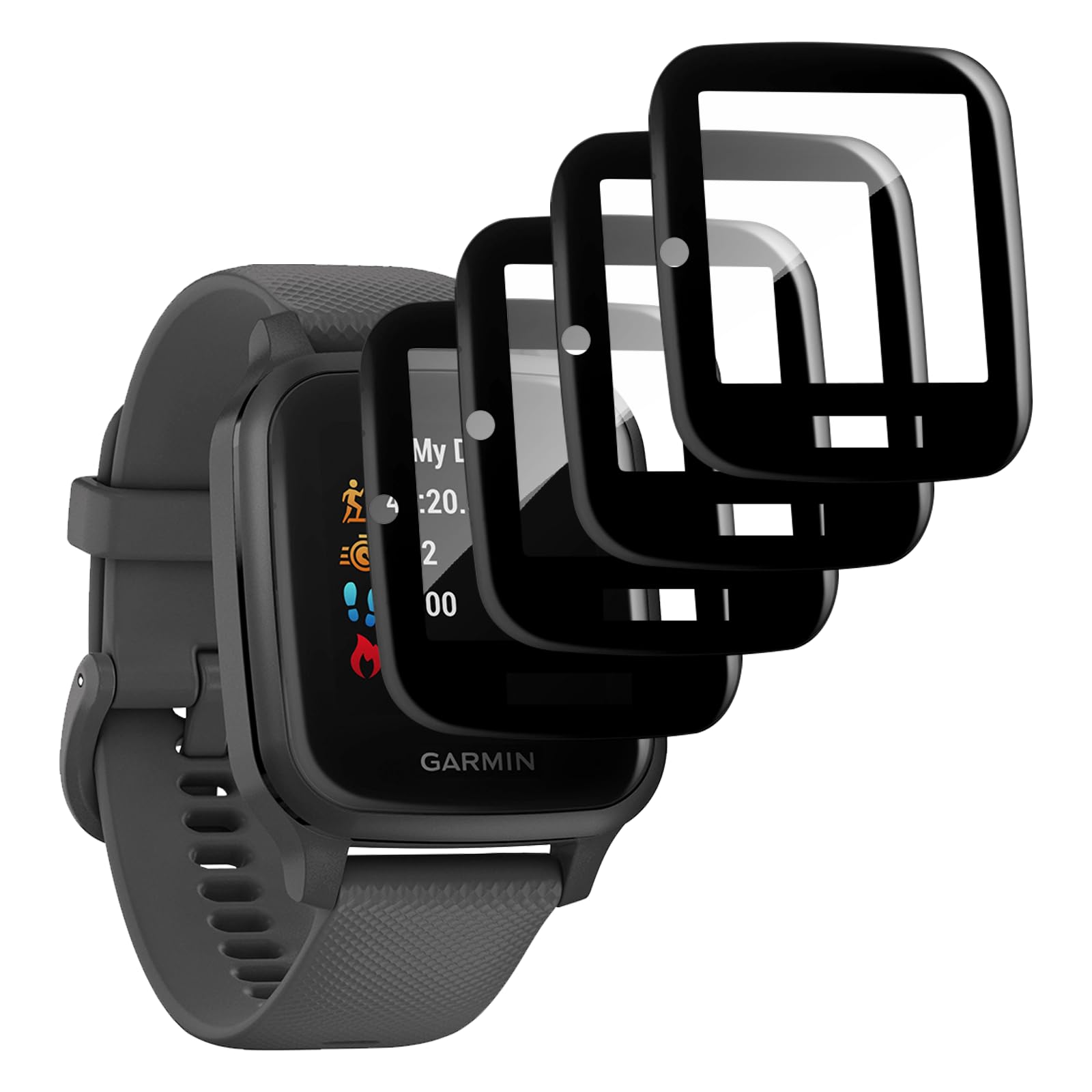 QZYF [4 sztuki] Folia ochronna do Garmin Venu Sq/Garmin Venu Sq Music, bez pęcherzyków powietrza, odporna na zarysowania, zakrzywiona 3D, ochrona wyświetlacza HD, do Garmin Venu Sq / Garmin Venu Sq