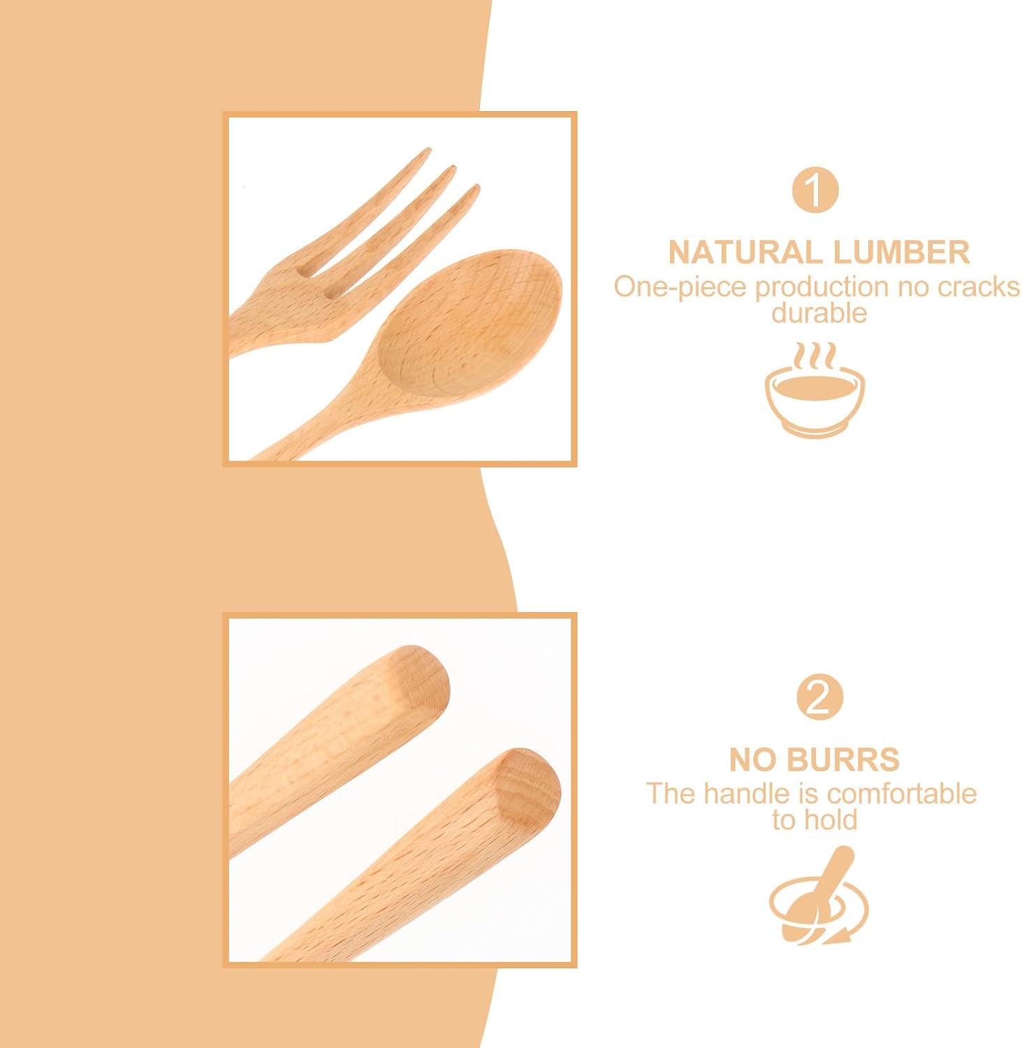 4pcs Wooden Fork and Dessert Spoon Kit with Comfortable Touch and Compact Design, Simple Elegant Dining Flatware Set for Formal Events and Picnic Use