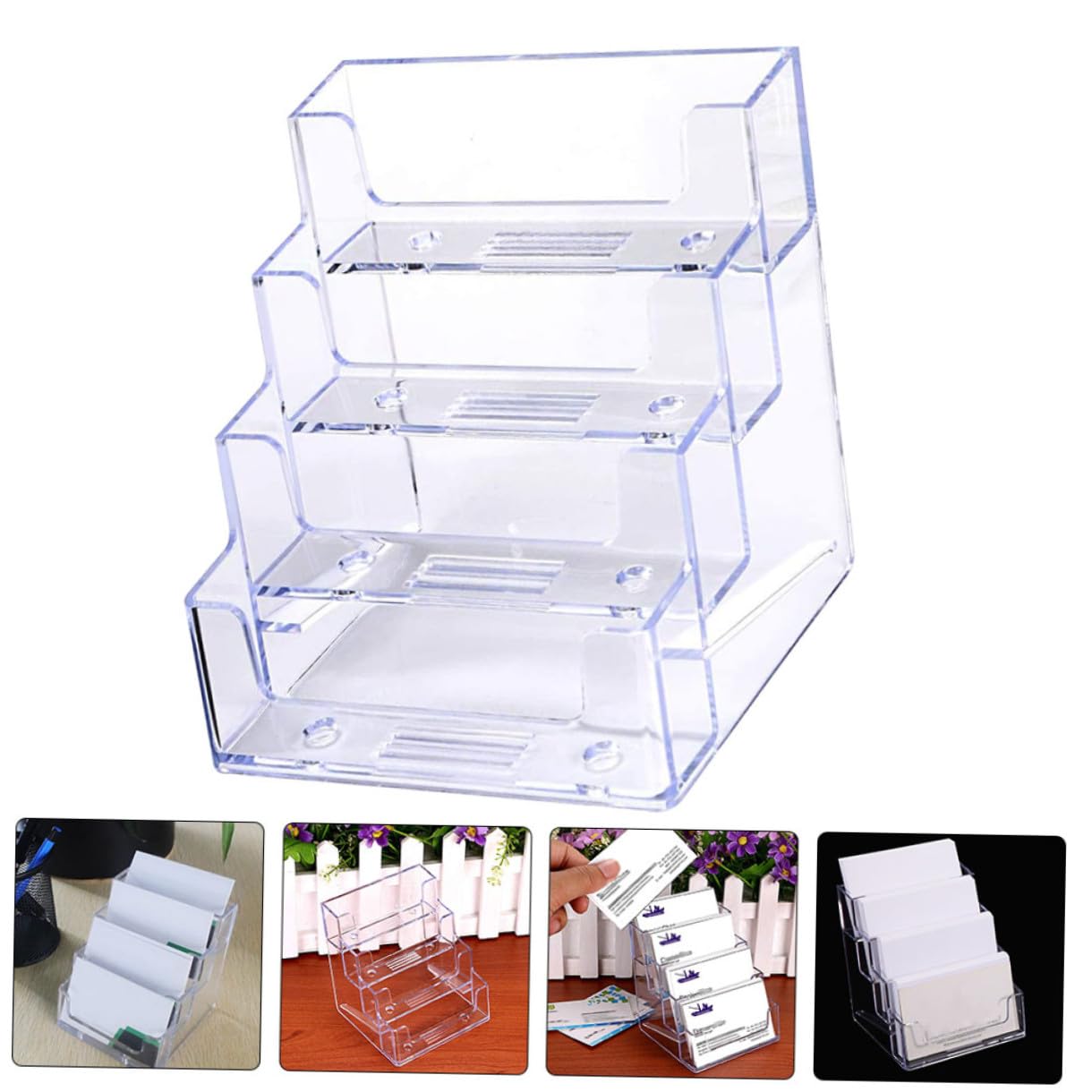 NUOBESTY 3 Pz espositore casse scrivania portacarte portatessera contenitore aziendale titolare di attività desktop credito porta carte Custodia per biglietti da visita plastica Transparent