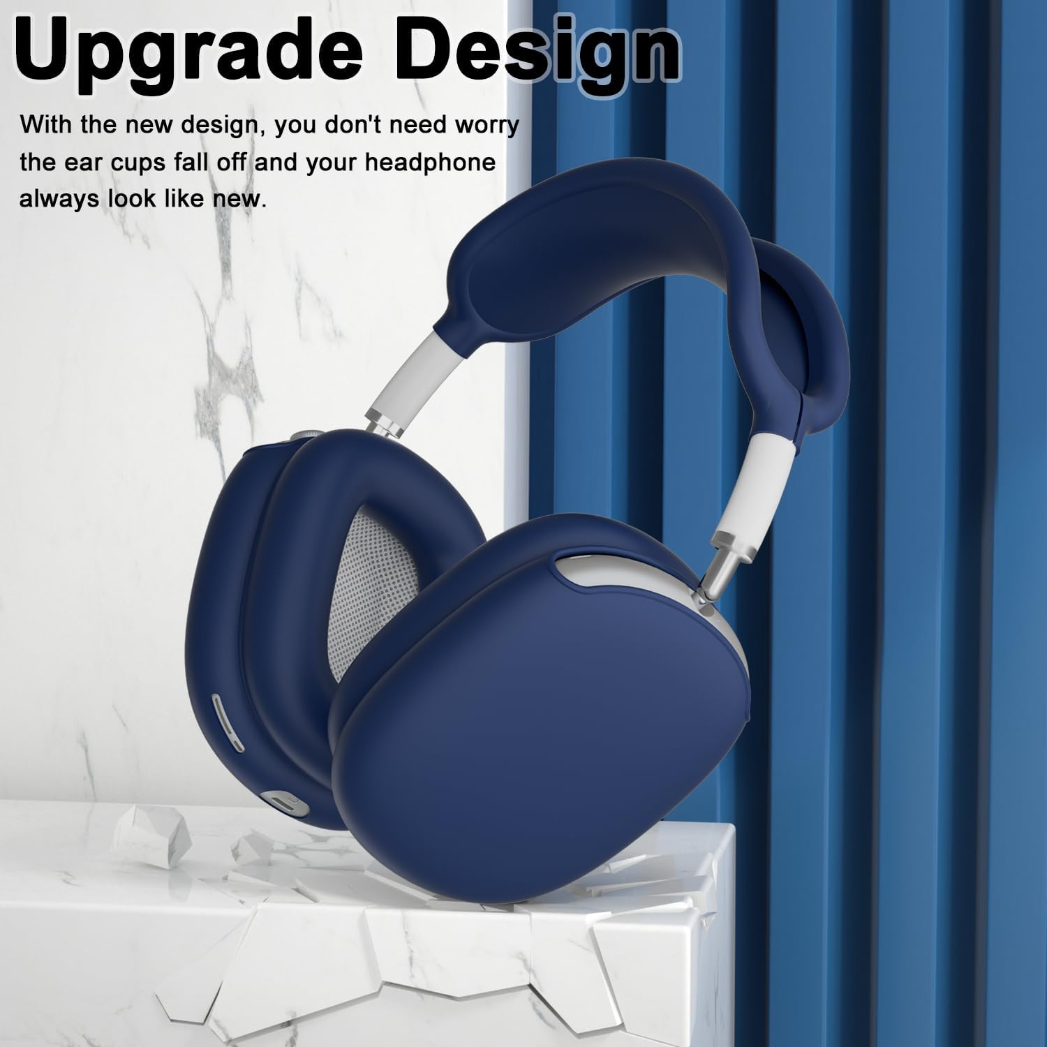 ATUAT for AirPods Max Headphones Case, Protective Silicone Case Cover Skin Accessories Anti-Scratch for Women Men for Apple AirPods Max 2024/2020 (USB-C/Lightning), Midnight Blue thumbnail