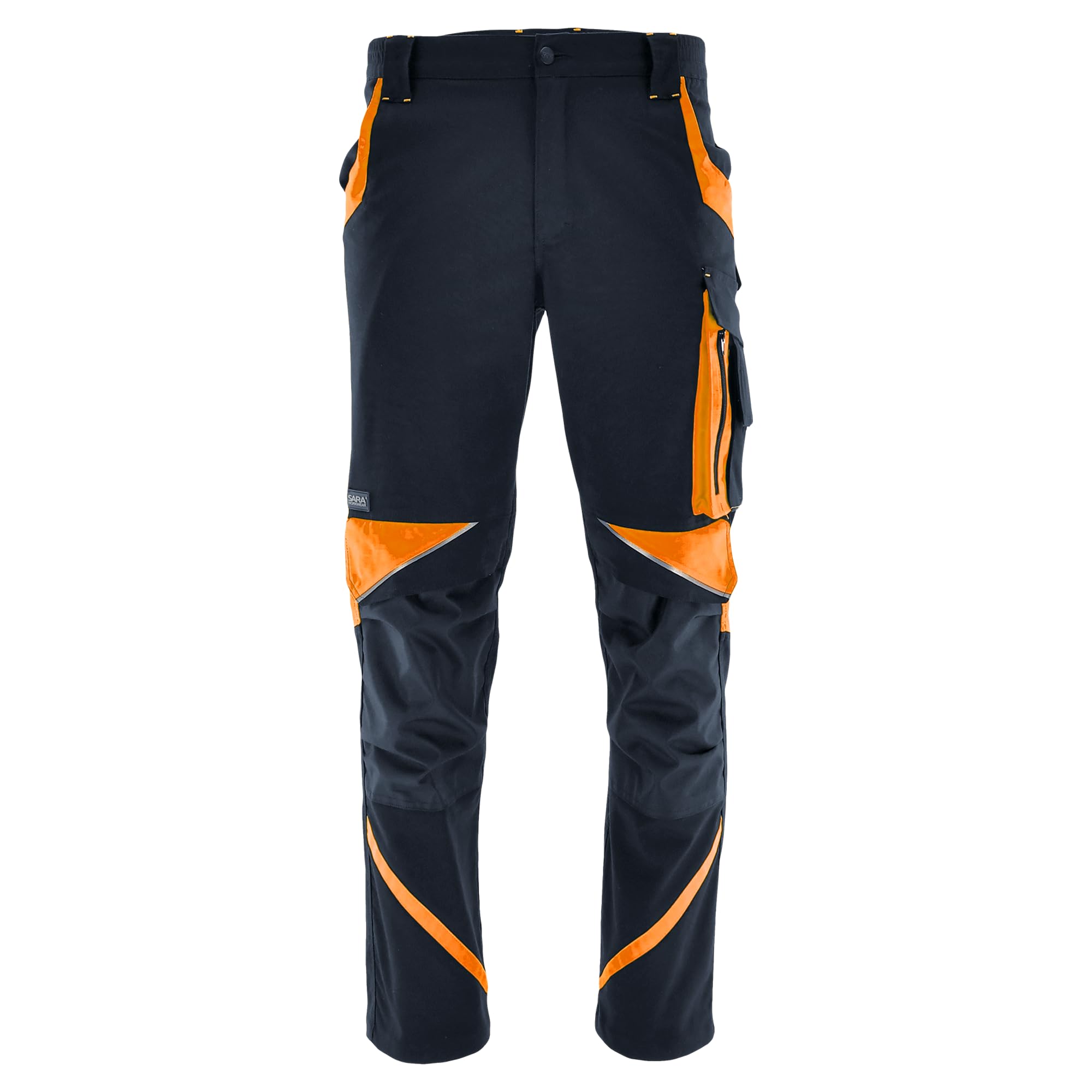 SARA Workwear spodnie robocze NEOFLEX 260 g/m² 58% bawełna z paskami odblaskowymi grafitowe/pomarańczowe 62XXL'