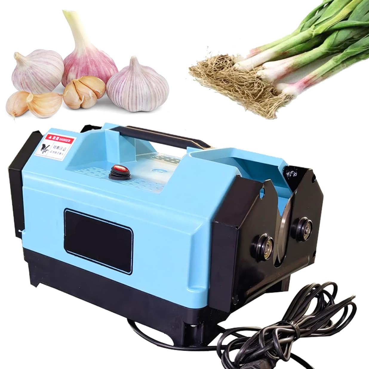 BOOZXCV Electric Garlic Root, Bilateral Garlic Root Stem, Garlic Top Tails Remover Machine, Cut Beard and Roots, Green Onions Beard (Blue)
