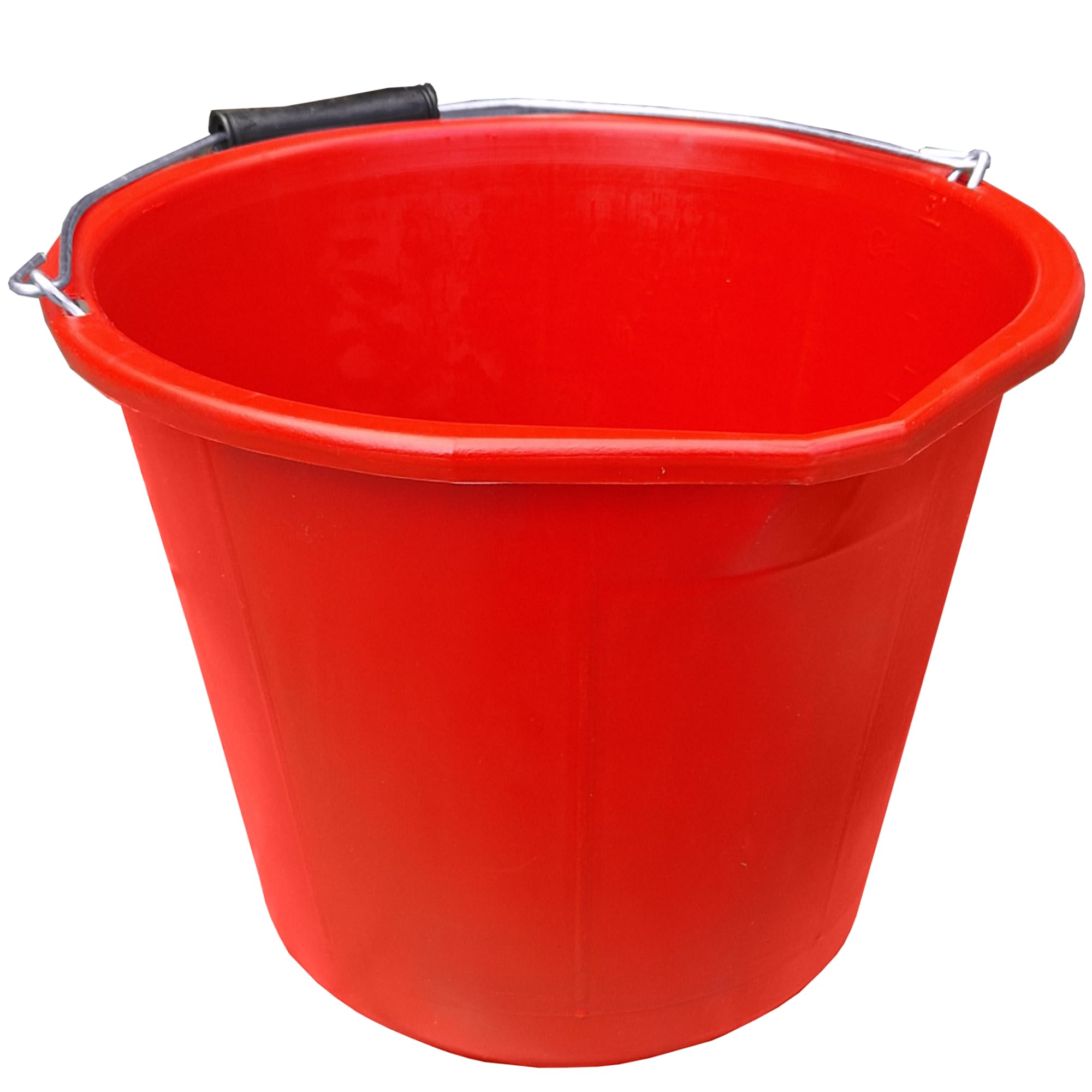 Ketoplastics Red Builders Bucket 14 Litre - 3 Gallon Capacity Plastic Bucket With Built-In Spout With Metal Handle
