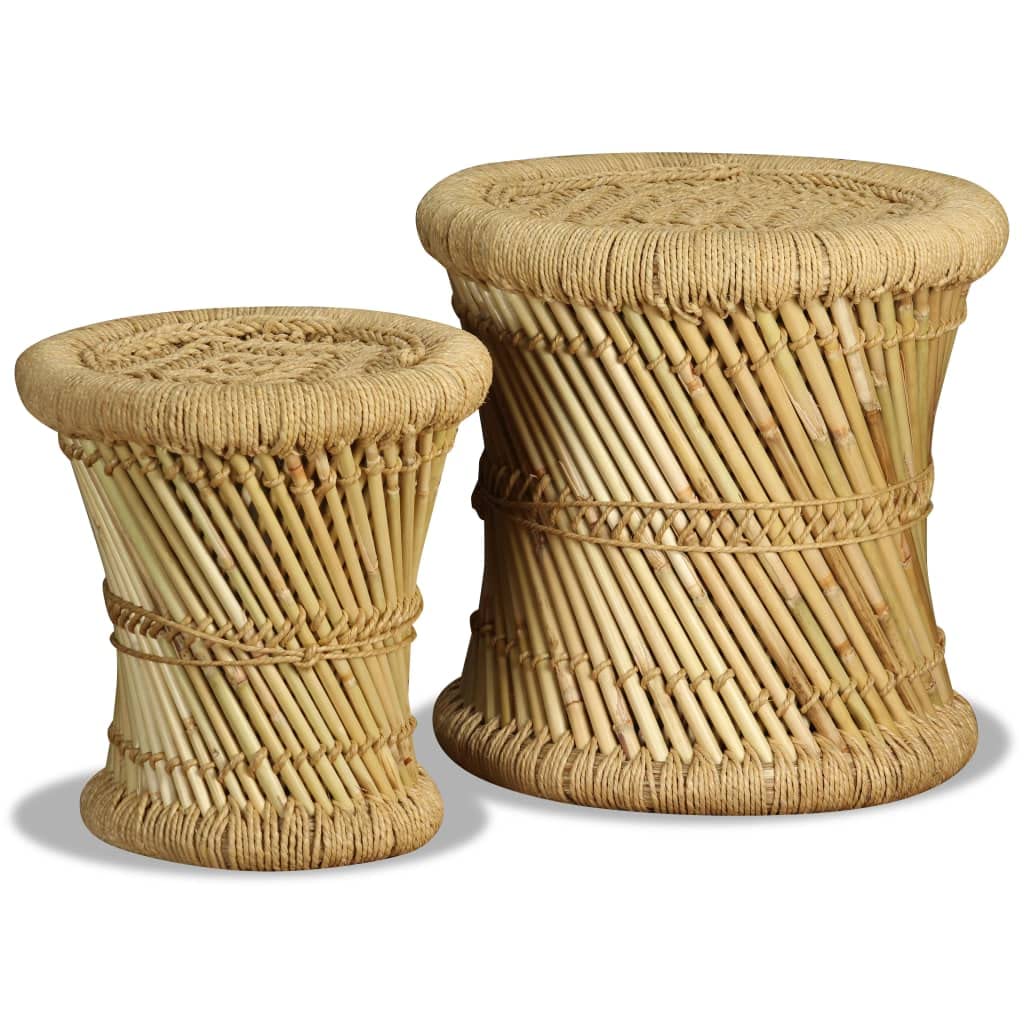 Solivagant Tabourets Lot de 2 Bambou et Jute,(5 KG)