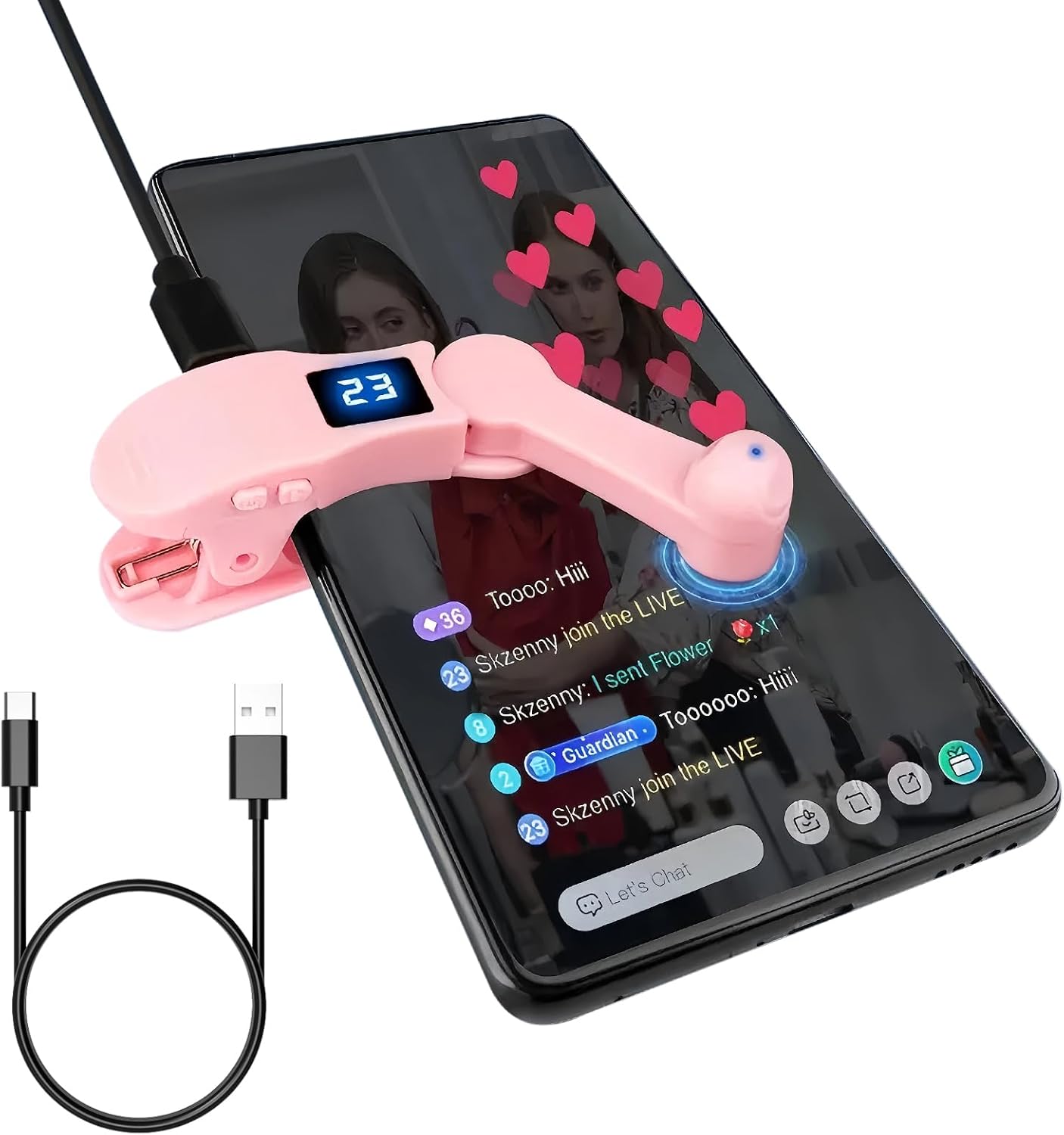 Auto Clicker for iPhone & TikTok Live - Auto Tap, Auto Screen Tapper for Smart Phone, Customizable Timing for Social Media, Broadcasts Likes, Lightning Deal, Reward Task (Pink)
