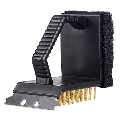 Ubersweet 3 in 1 BBQ Cleaning Brush Grill Scraper Sponge Multifunction Barbecue Cleaner BBQ Cleaning Brush for Gas Charcoal Porcelain Grill Tools_