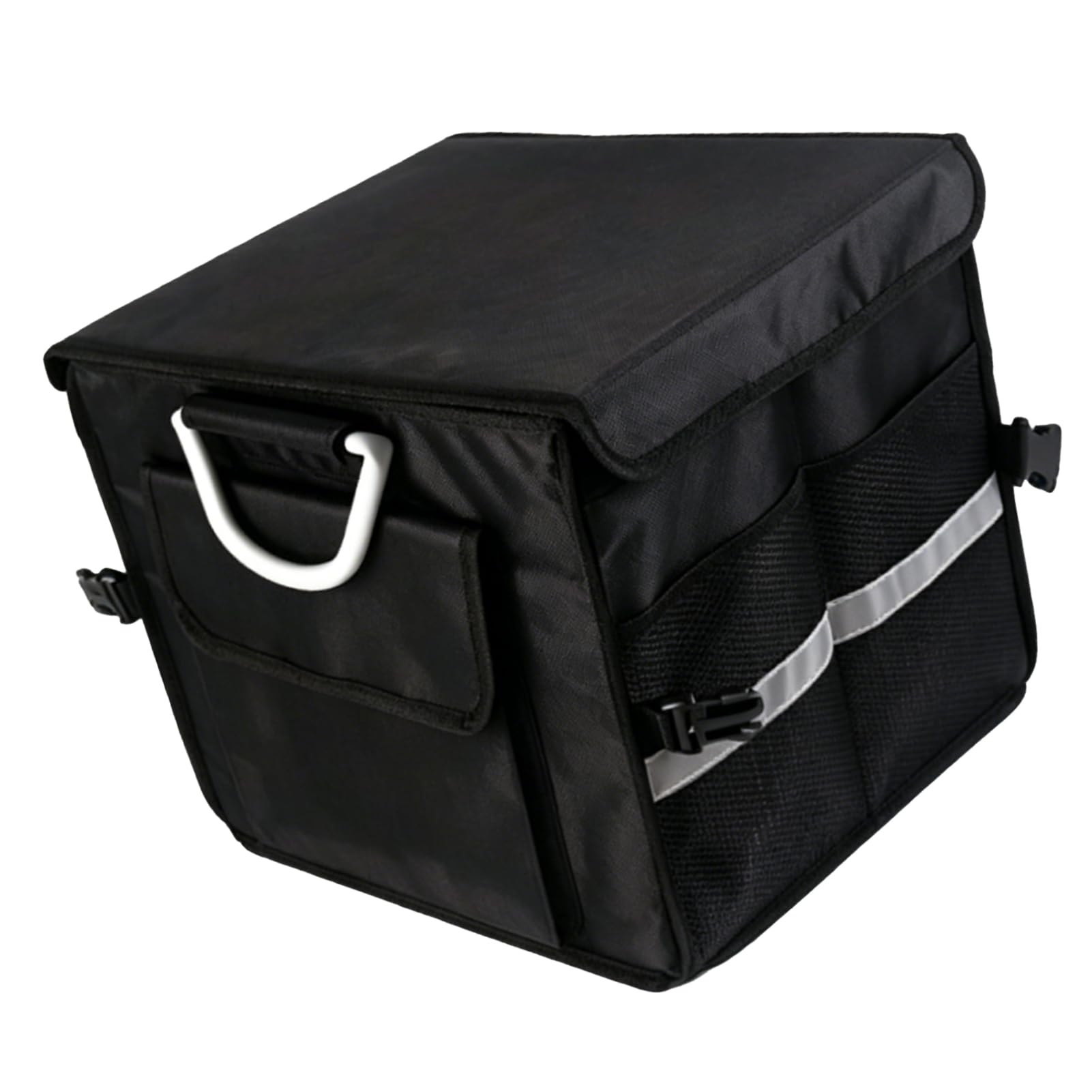 Cocoarm Petit Organisateur de Coffre, Organisateur de Coffre de Voiture Pliable de 28 L avec Couvercle et Poignée, Boîte de Rangement à 3 Compartiments, d'épicerie Pliable pour Siège Arrière de