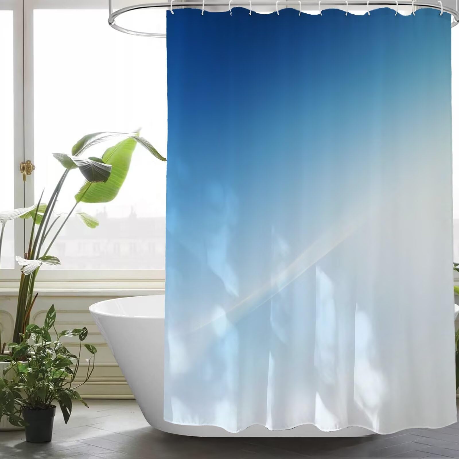 Rideau de douche anti moisissure bleu y574l pour stopper l'eau sur le sol