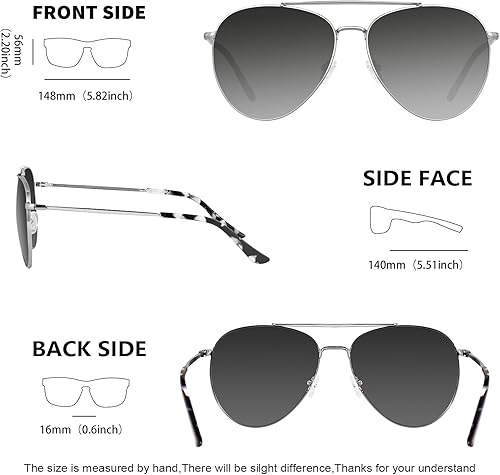 Miniatura 4 de MAXJULI Gafas de sol polarizadas extra grandes de tamaño XL de 5.827 in para hombres grandes y anchos gafas de metal 8814