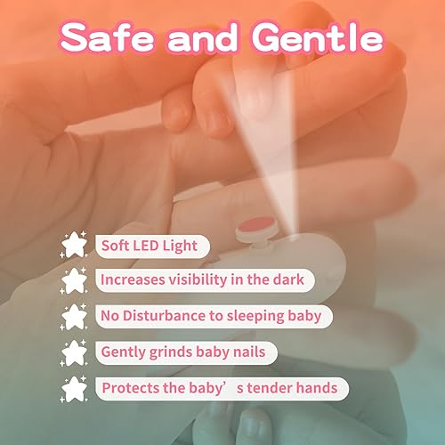 Miniatura 5 de Cortadora de uñas eléctrica para bebés, lima 6 en 1, kit de aseo de lima de uñas para niños pequeños o adultos (rosa)