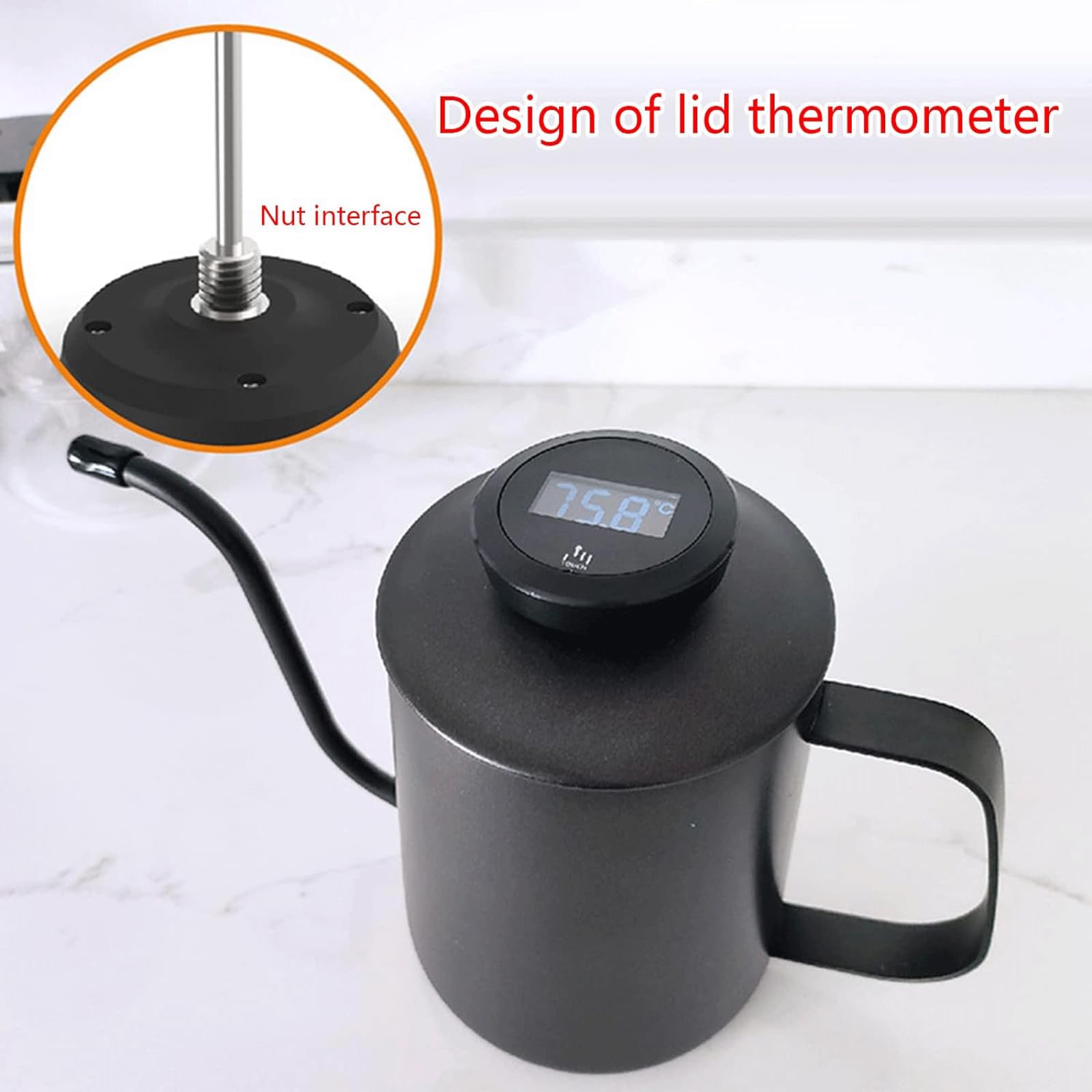 KRILLIQ Termometro con Display Digitale Touch Screen Cruscotto Rotondo con sonda Lunga Termometro Ultra Veloce per friggere con Olio per Barbecue