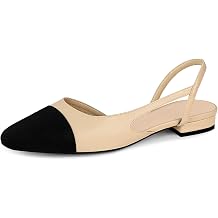 MICIFA slingback flats for women, Round Toe Low heel Sandals Fashion Splicing Dress Shoes for Women