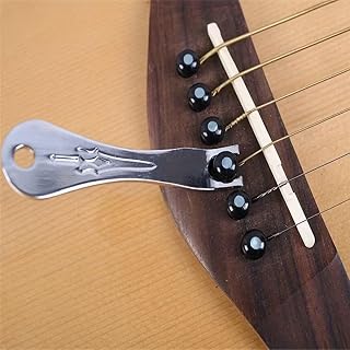 1 Pack Metal Guitar Bridge Pin Puller, Zinc Alloy Peg Remover Extractor with Keychain Hole, Portable String Change Tool for Acoustic Folk Guitar Ukulele, Damage-Free Restringing Maintenance Accessory