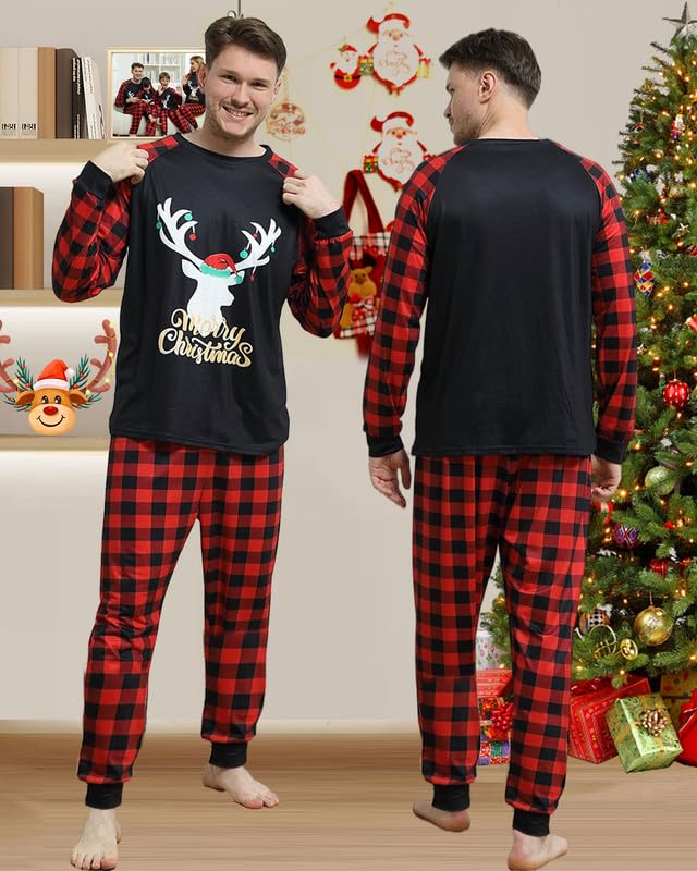 Pigiami Natalizi per Tutta la Famiglia, Pigiama Natale Famiglia Invernale Pigiama Natalizio, Manica Lungo Donna Uomo Pigiami di Natale Famiglia, Pigiami Natale Coppia Pigiama Natale Bambino Bambina