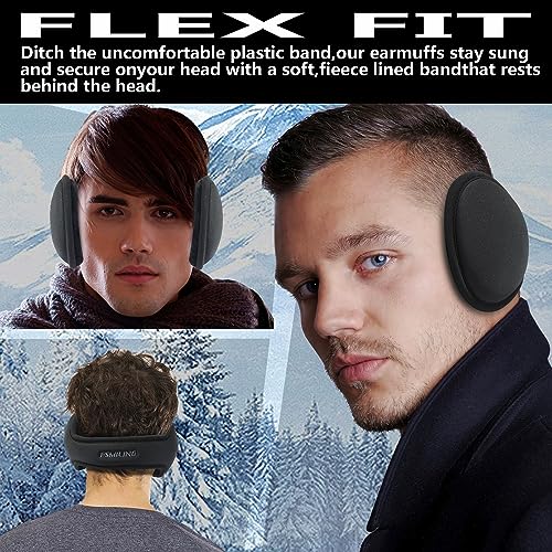 fsmiling winter earmuffs for men adjustable behind the head ear muffs fleece ear warmers for cold weather