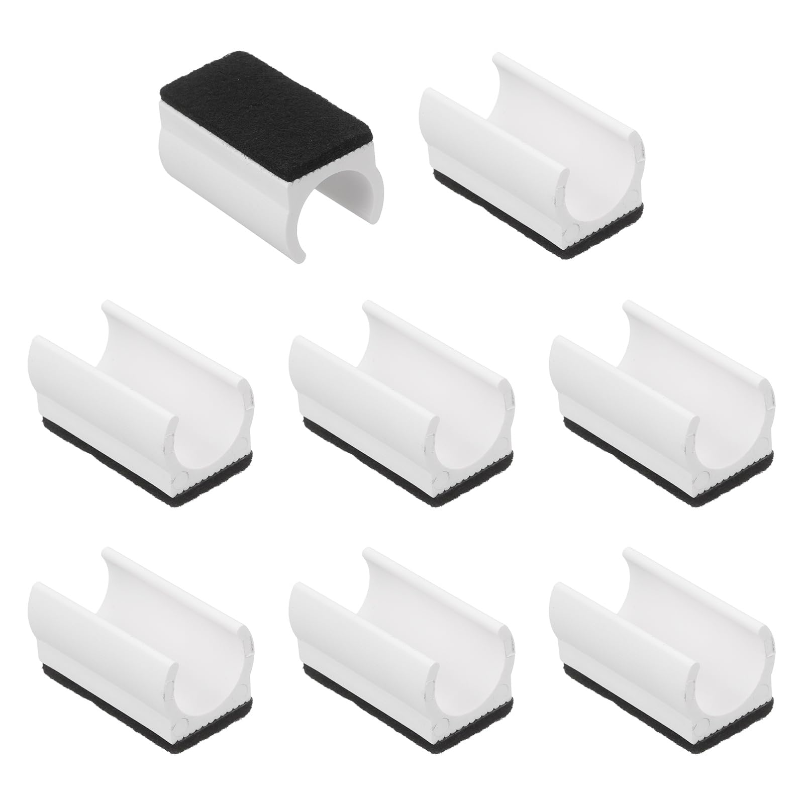 sourcing map 8 Pcs Rectangle U Shaped Chair Leg Caps with Felt Pads, Fit 19mm Dia Tubular Legs, Slide Smoothly Furniture Feet Protector No Scratches No Noise for Hardwood Floors, White