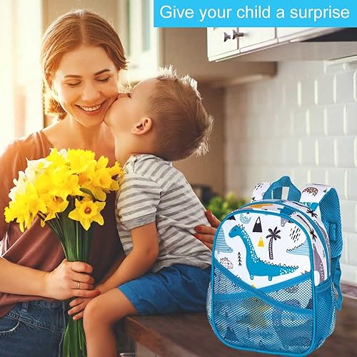 Miniatura 3 de AGSDON Mochila para niños pequeños con correa, correas de seguridad para bebés de 9.5 pulgadas, con correa extraíble, sirena, unicornio, dinosaurio,