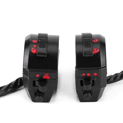 Miniatura 8 de Qiilu 78 "0.866 in Par de interruptor de manillar de la motocicleta 12 V bocina de manillar de haz altobajo control de interruptor de giro para moto
