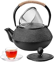 Vista 9 de HwaGui Tetera de hierro fundido grande tetsubina japonesa con infusor de acero inoxidable para tetera de té de hojas sueltas revestida