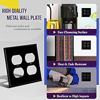 Vista 204 de ENERLITES Placa de pared de metal dúplex para receptáculos, cubierta de salida de acero inoxidable, resistente a la corrosión, tamaño de 1 banda