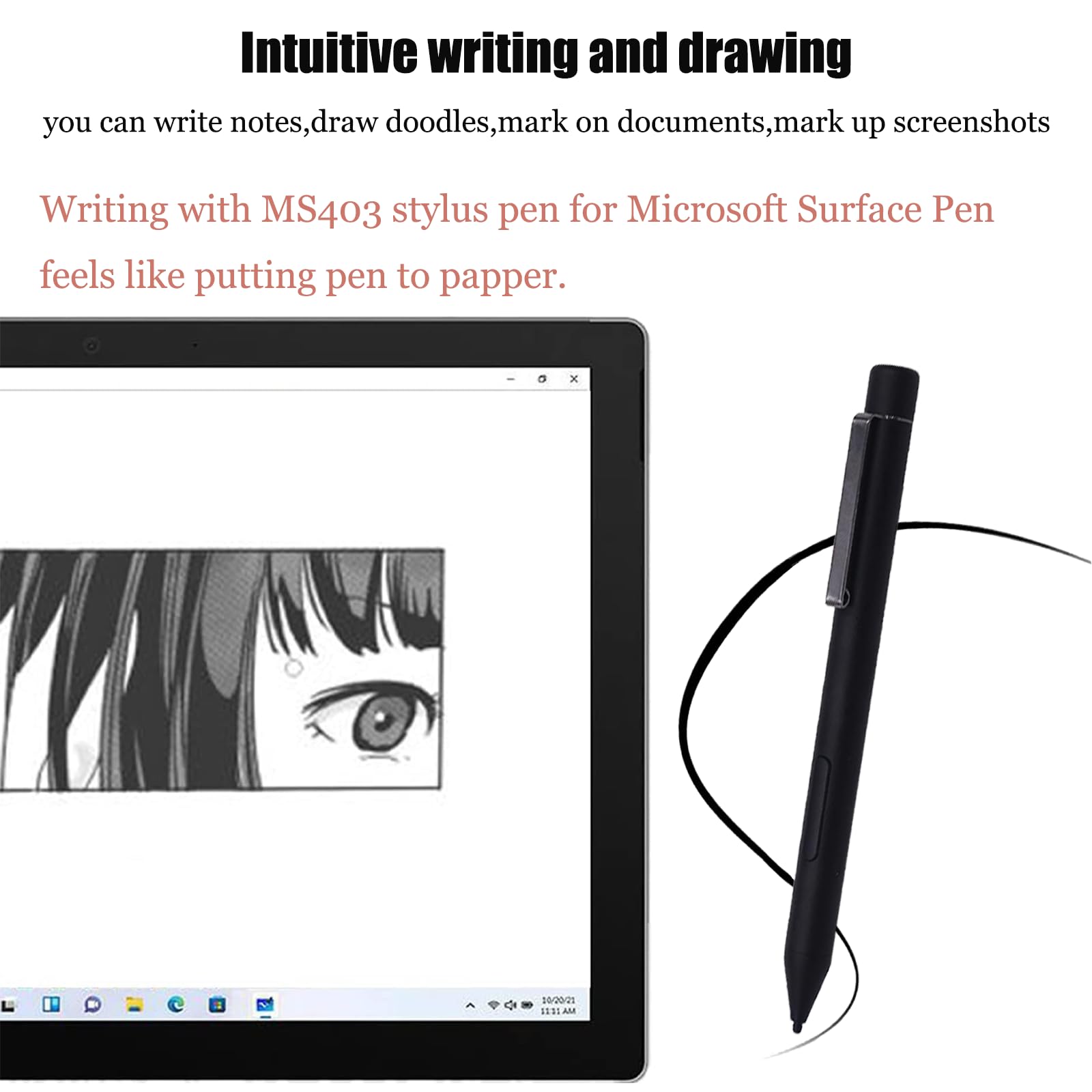MS403 Stylus Pen Compatibile con Microsoft Surface Pen Surface Pro 10 Stylus Pen Surface Pro 9/8/7/7+/6/5/4