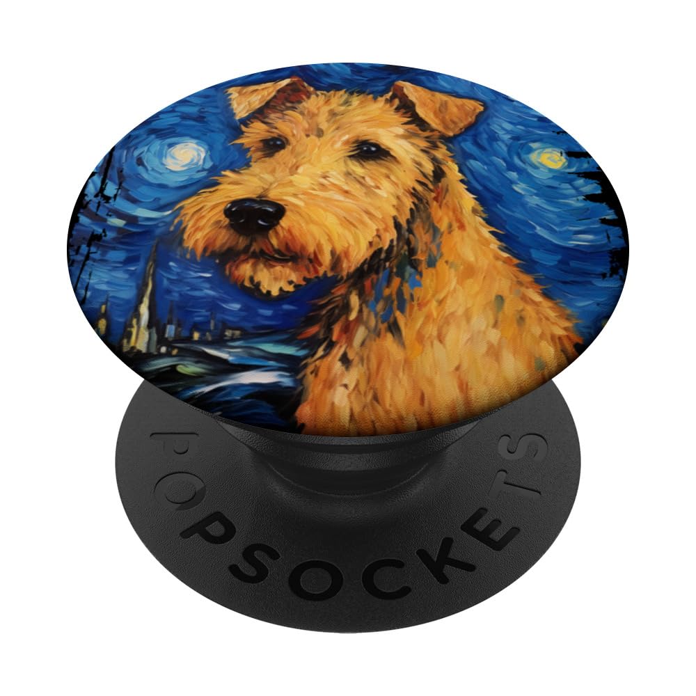 Lakeland Terrier Dog Starry Night Painting Dog Mom Dad PopSockets Swappable PopGrip